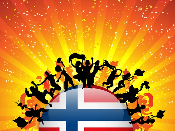 Norway Sport Fan Crowd with Flag — Stockvector