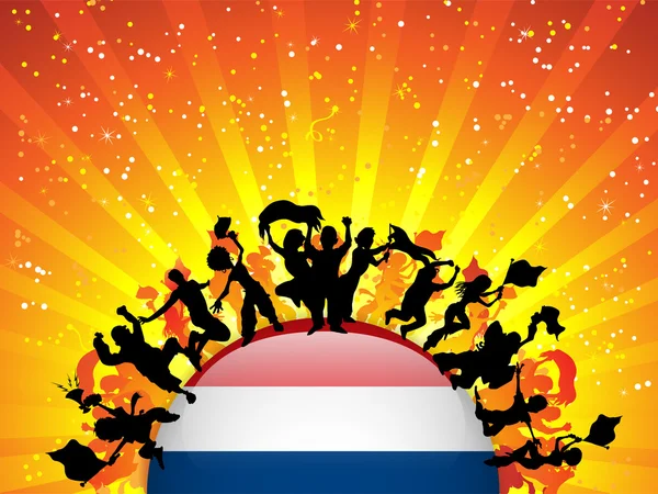 Нідерланди спорт вентилятор натовп з прапором — стоковий вектор