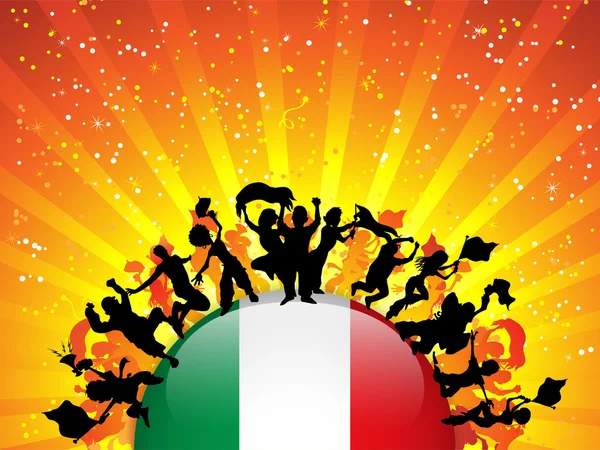 Ιταλία αθλητισμού πλήθος ανεμιστήρα με σημαία — Διανυσματικό Αρχείο