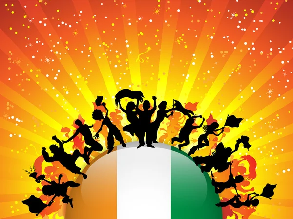 Ireland Sport Fan Crowd with Flag — Stock Vector