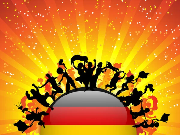 Germania Sport Fan Crowd con bandiera — Vettoriale Stock