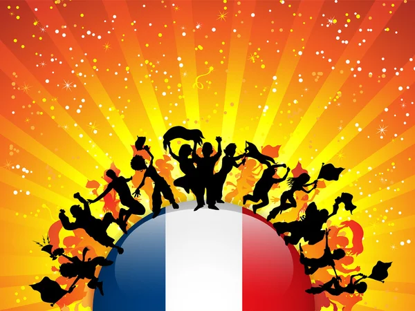Толпа болельщиков Франции с флагом — стоковый вектор