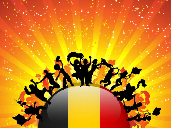 Belgium Sport Fan Crowd with Flag — Stock Vector