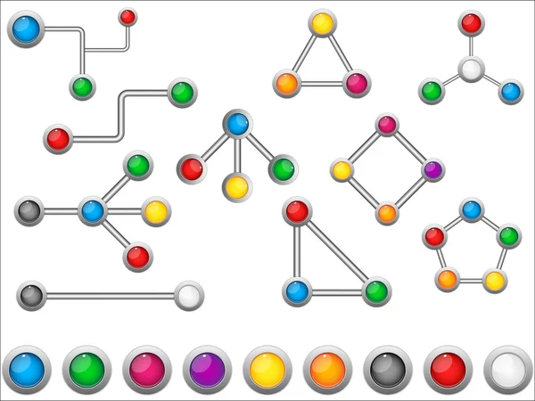 Points de connexion Cercles colorés — Image vectorielle
