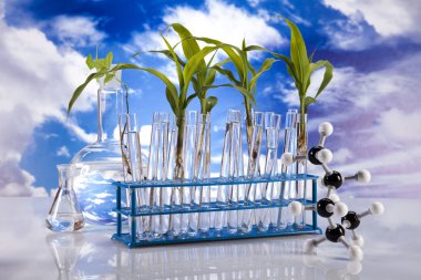 Laboratory on blue sky background clipart