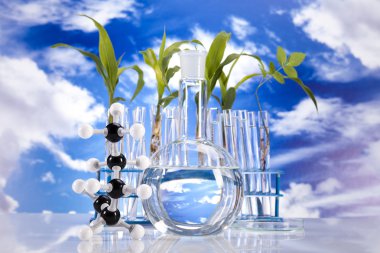 Laboratory on blue sky background clipart