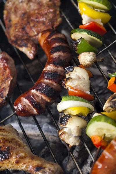 stock image Closeup of meat on grill