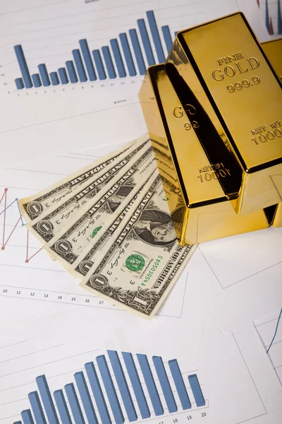 Gold and money — Stock Photo, Image