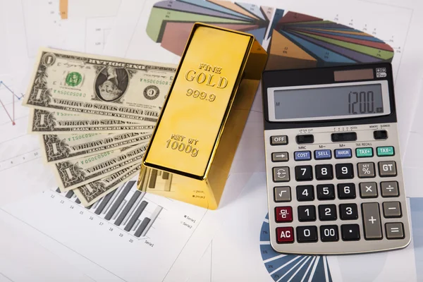 Finanzierungskonzept, Goldbarren — Stockfoto
