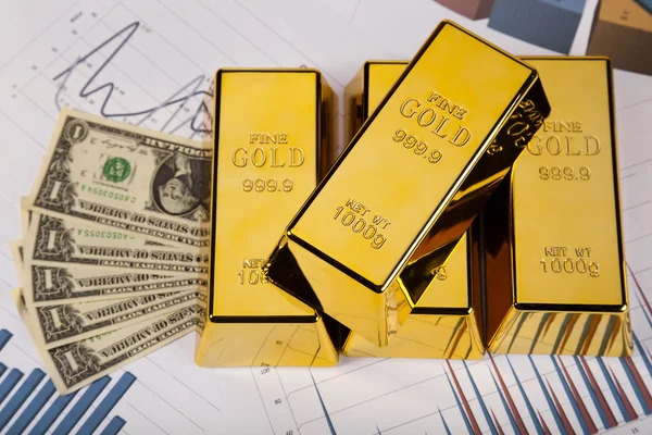 Finanse koncepcja, złoty pasek — Zdjęcie stockowe