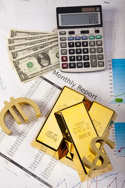 Concepto de finanzas, barra de oro Fotos De Stock