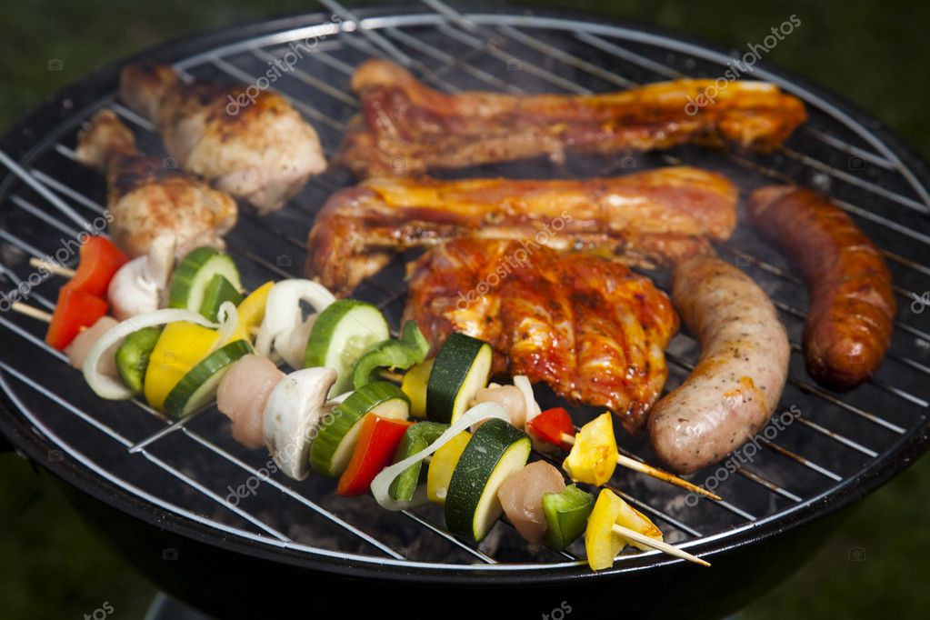 Barbecue a hot summer evening, Grilling Stock Photo by ©JanPietruszka ...