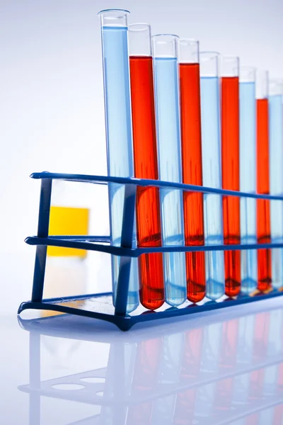 A különböző színű folyadék laboratóriumi lombikok — Stock Fotó