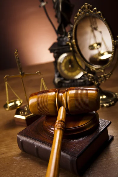 Law theme, mallet of judge, wooden gavel — Stock Photo, Image