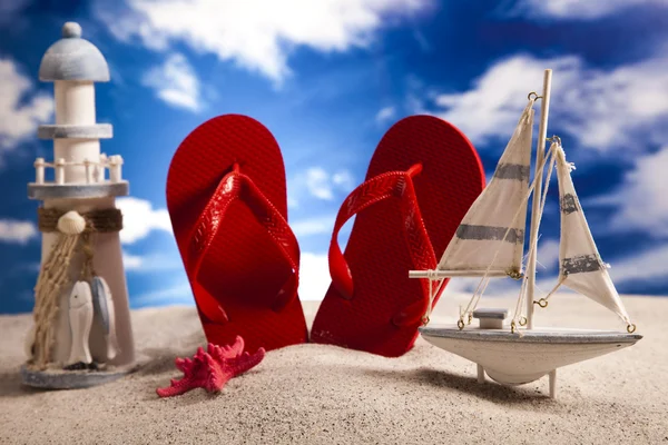 Flip-flops on a sandy beach — Stock Photo, Image