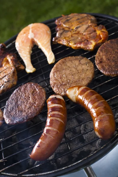 Nahaufnahme von Fleisch auf dem Grill — Stockfoto