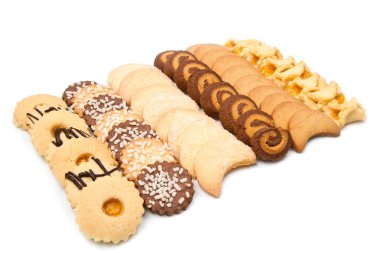 Mixed biscuit on white background clipart