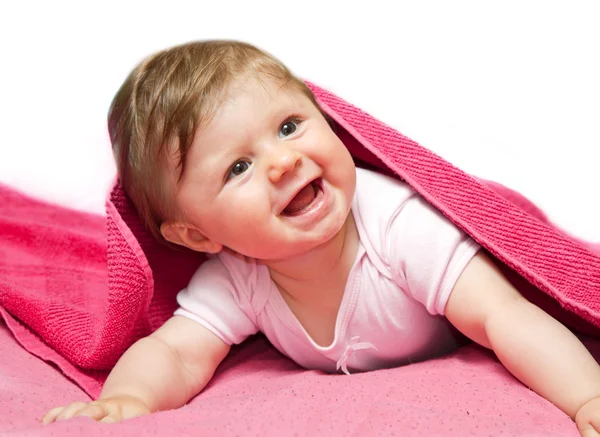 An adorable, laughing baby looking at camera — Stock Photo, Image