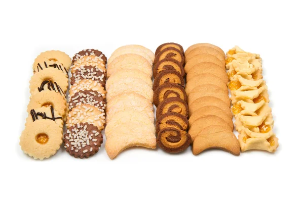 Змішане печиво на білому тлі — стокове фото