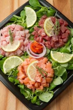Salmon, tuna and swordfish tartare clipart