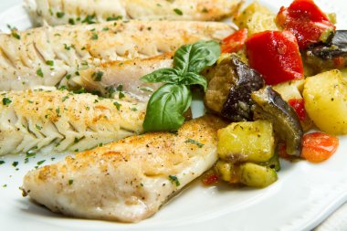 Fish fillet with vegetables clipart