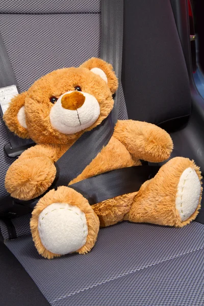 Teddybeer in een auto — Stockfoto