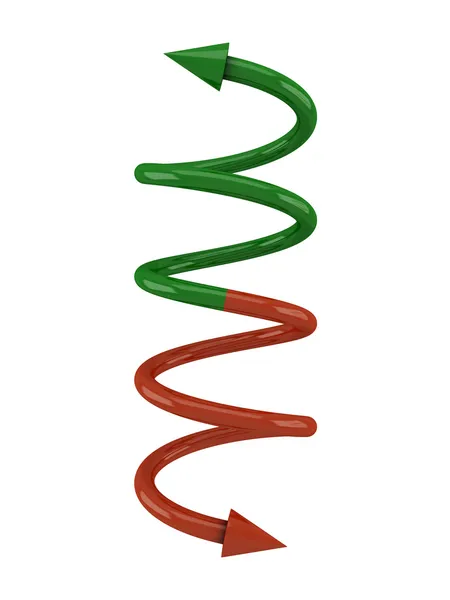 Spiral grön röd linje med pilar Stockbild
