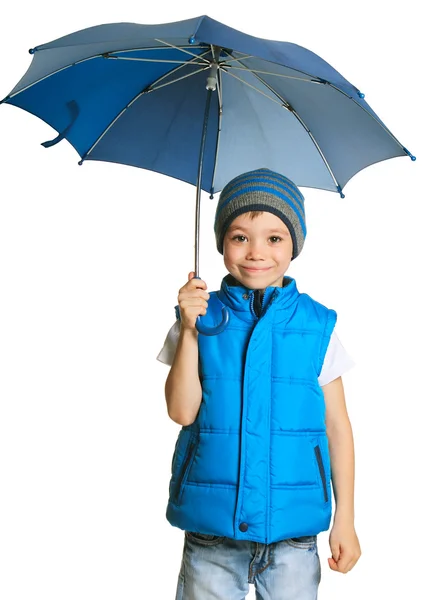 Jongen met paraplu — Stockfoto