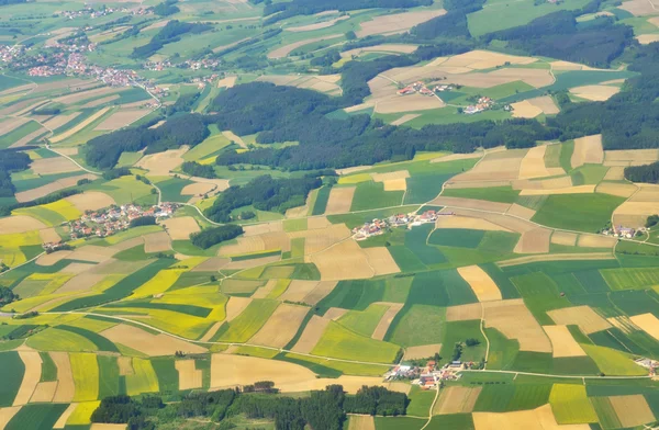 stock image Aerial view of green fields above germany
