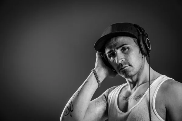 DJ koptekst - zwart-wit — Stockfoto