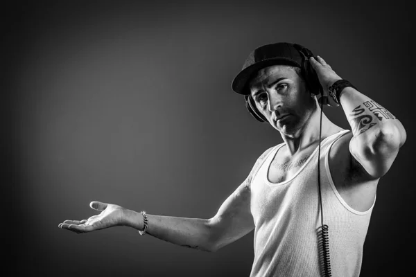 DJ header - svart och vit — Stockfoto