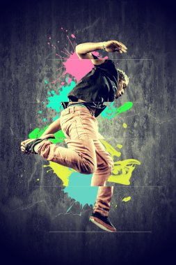 Dancer in retro style with splashes clipart