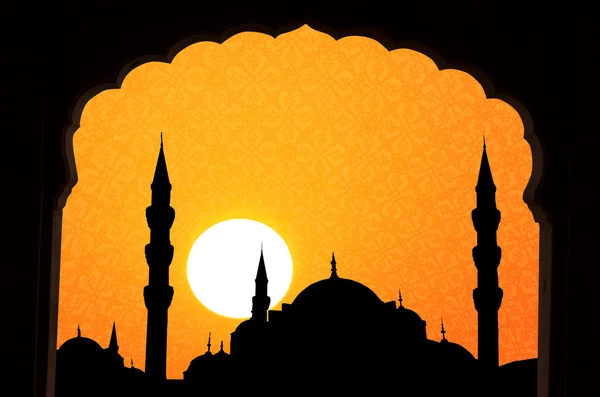 Solnedgång vid halga sophia Blå moskén Turkiet — Stockfoto