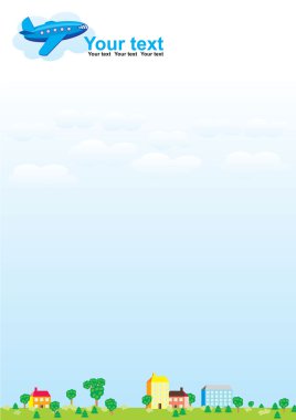 Airplane sky and earth blank clipart