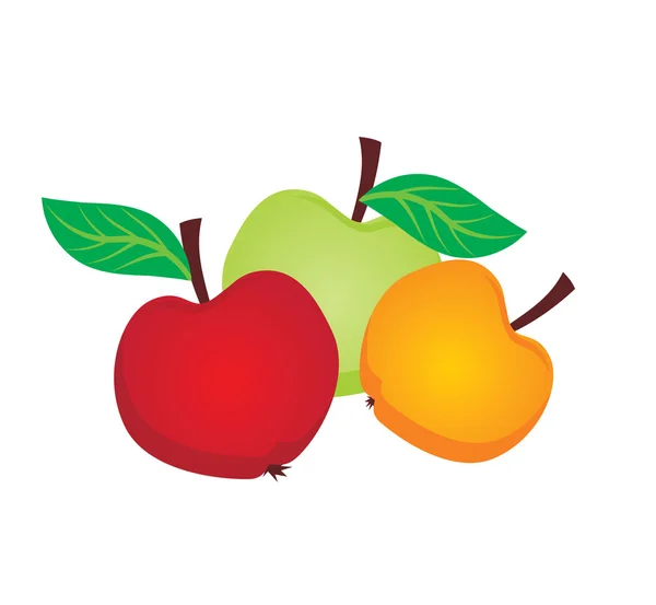 红、 黄、 绿苹果 — 图库矢量图片