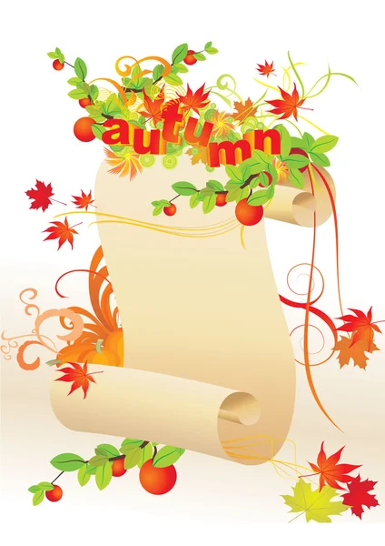 Autumn paper scroll — Stock Vector