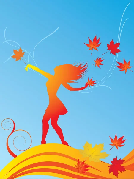 Illustration of an Autumn Fairy — Stock Vector