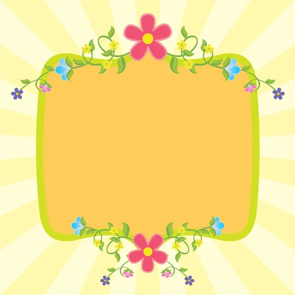 Bannière ou cadre jaune fleurs de bande dessinée — Image vectorielle