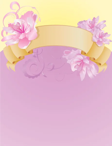Bannière vintage avec des fleurs sur fond rose — Image vectorielle