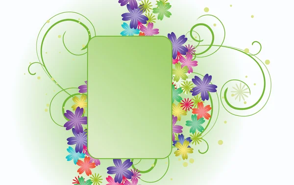 Green abstract vector banner with flowers — Stock Vector