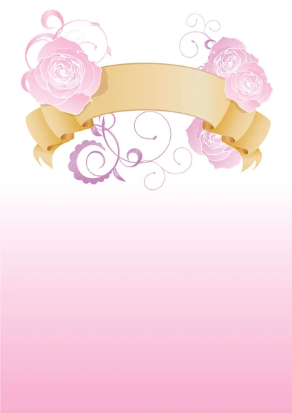 粉红色的背景上的花朵与复古横幅 — 图库矢量图片
