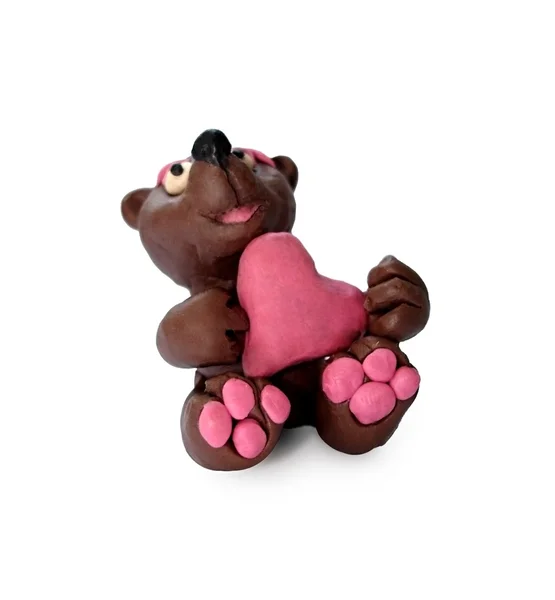 L'orso divertente attaccato insieme da plastilina — Vettoriale Stock