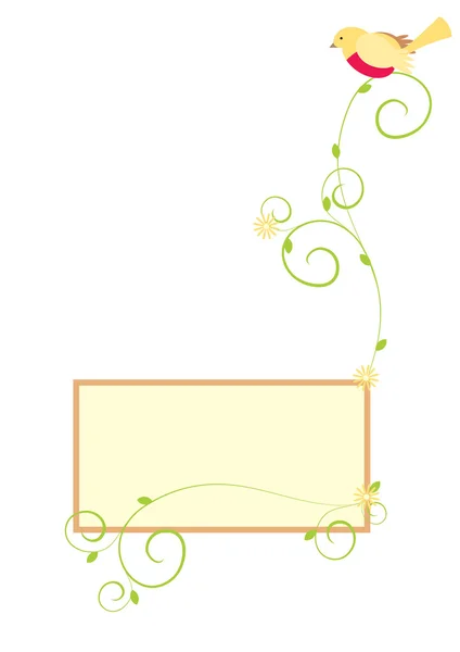 Ilustración vectorial de banner con curvas vegetales y pájaro — Archivo Imágenes Vectoriales