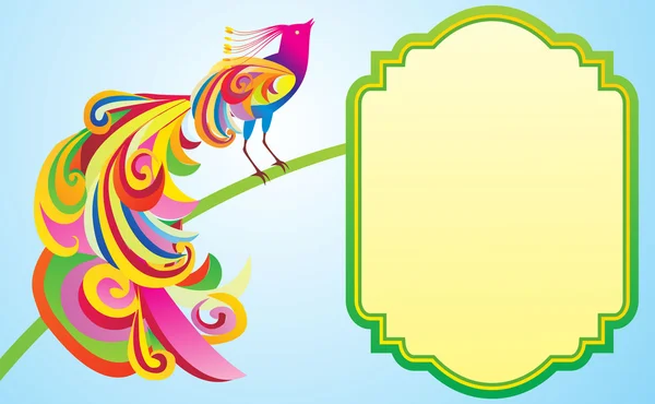 Oiseau vectoriel coloré avec cadre — Image vectorielle