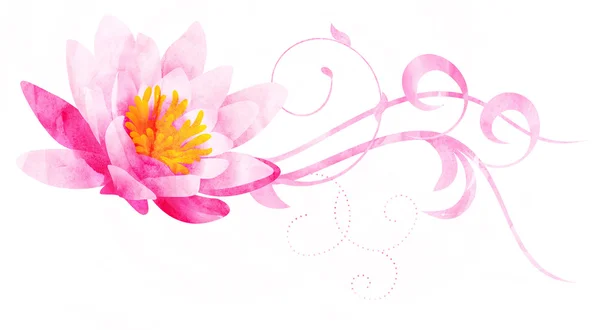 Różowa lilia wody akwarela ilustracja na białym tle — Zdjęcie stockowe