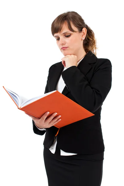 Office lady reading notebook Royalty Free Stock Photos