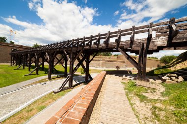 Wooden bridge on stronghold clipart