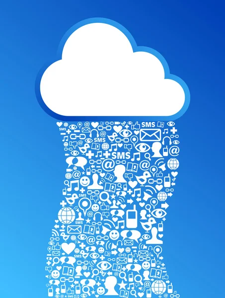 Cloud computing fondo de red de redes sociales — Vector de stock
