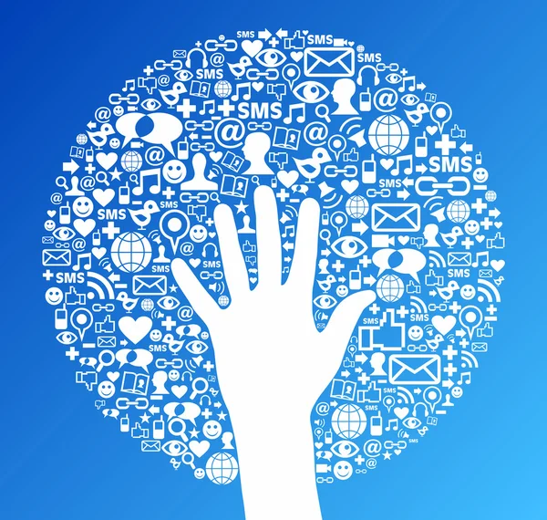 Sosyal medya ağı el başarı — Stok Vektör