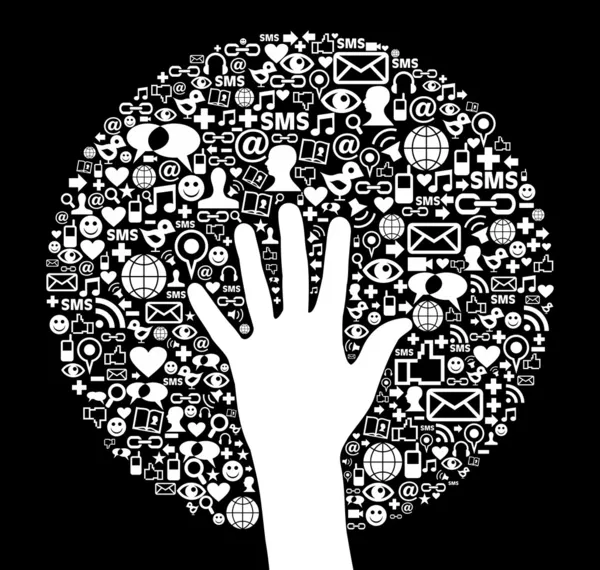 Rede social ícone círculo e mão — Vetor de Stock